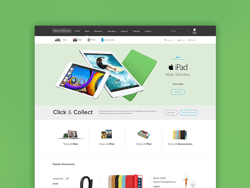 Store Landing Page apple ecommerce ipad reseller shop store ui web web design