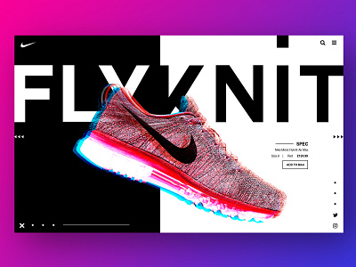 The Flyknit clean displacement flat interface mono ui web web design website