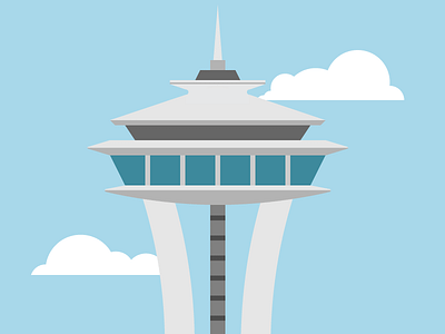 Space Needle building illustration seattle space needle