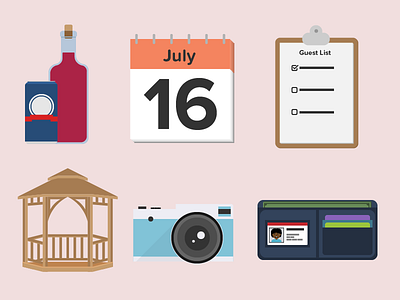 Engagement Icons beer calendar camera engagement gazebo icons list money venue wallet wedding wine