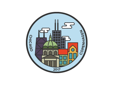Chicago to Copenhagen chicago city copenhagen icon illustration patch sticker