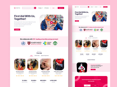 First Aid Course Landing Page animation app branding collaboration course design first aid health illustration landing page minimal ui web design