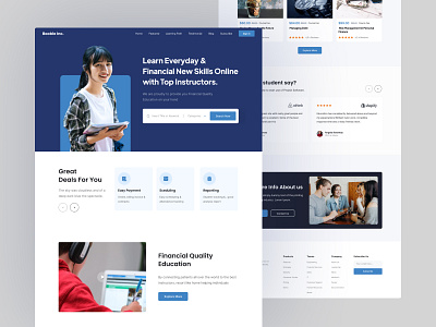 Booble (Financial Learning Landing Page) branding collaboration course design financial landing page learning minimal tutor ui