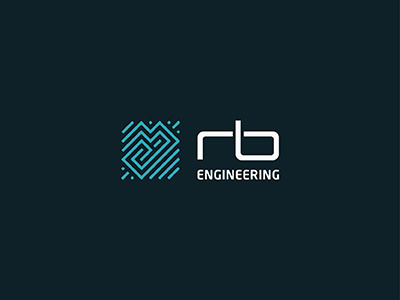 RB Engineering brand chip layout logo minimal perimeter rb scheme