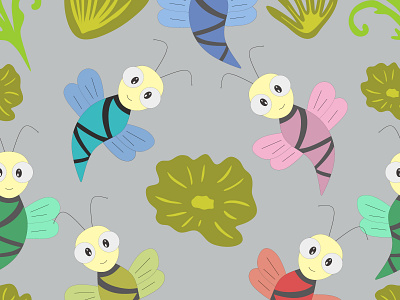 5 beenflower abstract animal animation art background bees butterfly colorful decoration design doodle fashion flowers illustration insect nature print seamless vector wallpaper