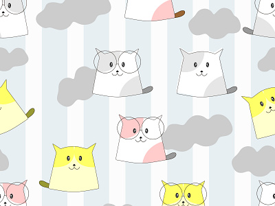 9 cat abstract animation art background cat cloud colorful cover cute decoration design doodle fashion glasses handdrawn illustration stripes vector wallpaper wrapping