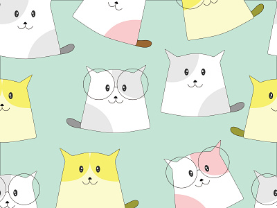 15 Doodle cat abstract animal animation art background cartoon cat colorful cute decoration design doodle fashion funny happy illustration seamless spectacles vector wallpaper