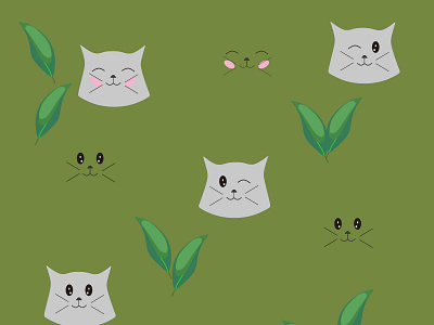 88 doodcats leaf abstract animation art background cat cute decoration design doodle fashion header illustration interior leaf mustache vector wallpaper wink wrapping