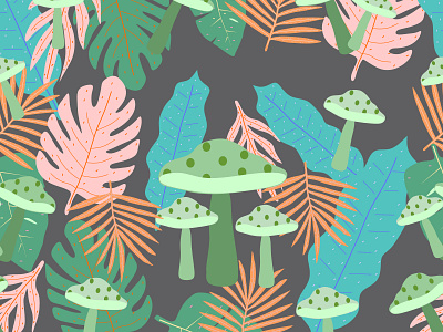 mushroom and leaves background