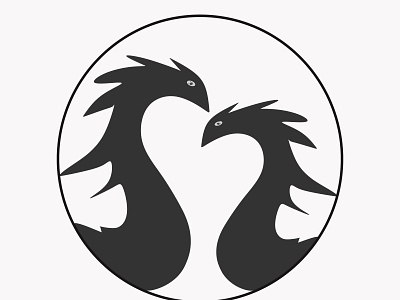 two head dragon logo abstract art background decoration design dragon head illustration logo monochrome silhouette vector
