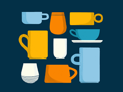 Cuppies! ceramics cups illustration illustration digital midcentury mugs photoshop teacup wacom intuos