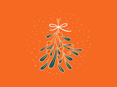 Under the mistletoe christmas festive holiday illustration mistletoe