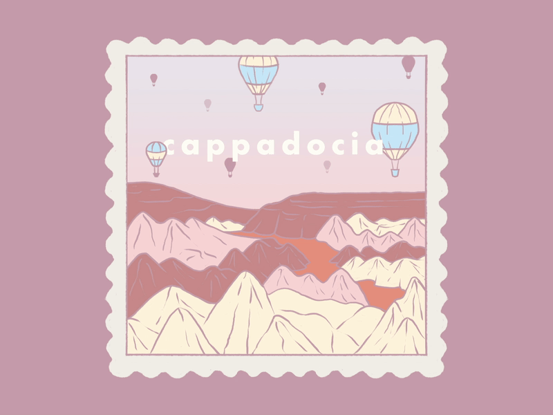 Travel Stamps: Cappadocia cappadocia fairy chimneys hot air balloons stamps travel turkey turkey day