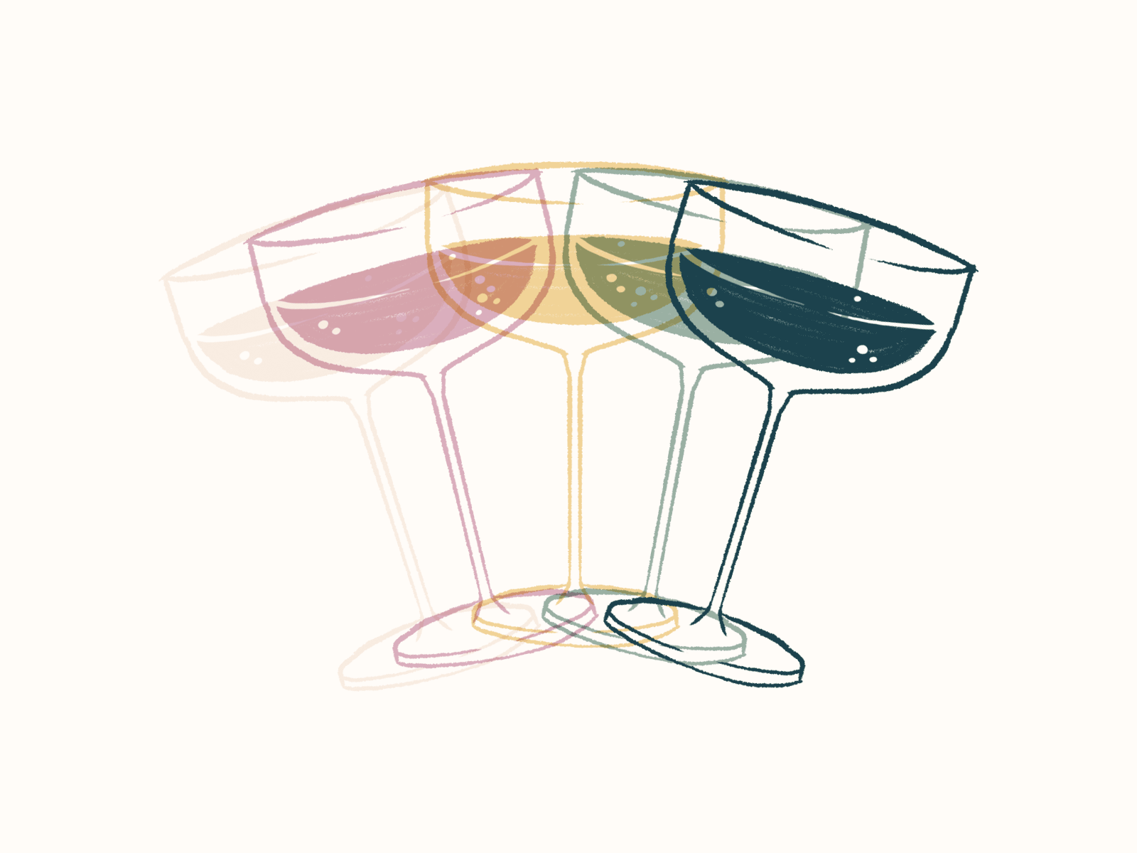 Happy hour! alcohol animation champagne cocktail drink glass illustration