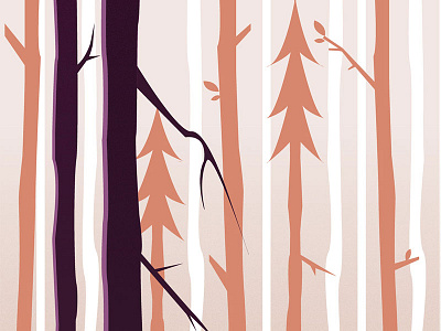 Between the Trees digital illustration pastel vector