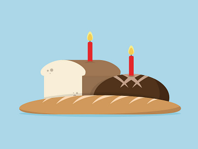 Let them eat... bread. birthday bread candle card celebration illustration pastel vector