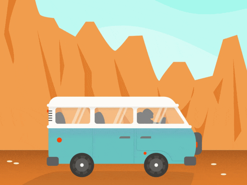 Hit the road animation arizona camper van hippie van illustration road trip travel utah van