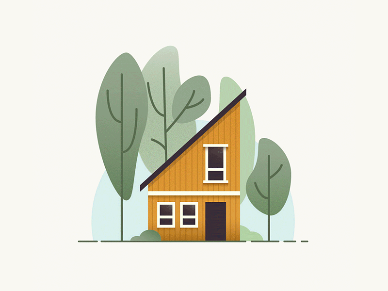 The Cabin(s) in the Woods cabin camping cottage forest illustration nature outdoors tiny home tiny living trees vector