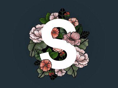 S is for... colour digital floral flowers illustration type typography