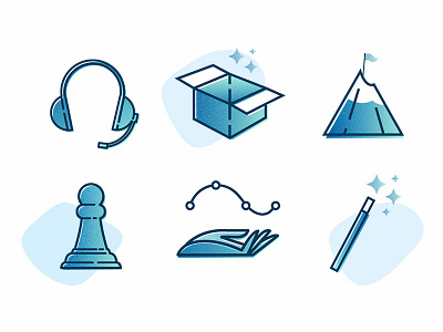 Omnia Retail spot illustrations automatic automation box chess data hand headphones icon illustrations magic mountain onboarding strategy support vector
