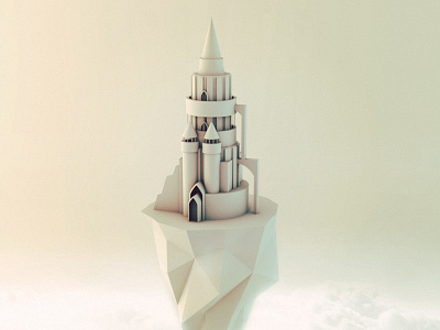 Castle 3d building c4d castle fantasy floating island low poly medieval