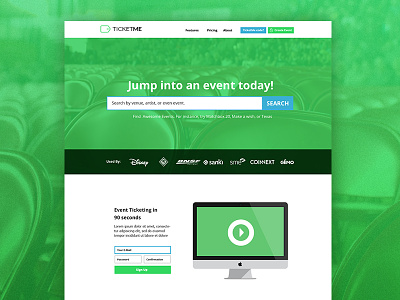 Ticketing Homepage bootstrap green homepage omnibox omnisearch ticketing unused