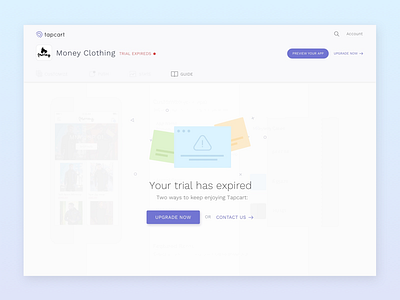 Trial Expired dashboard design minimal uxui visual design website