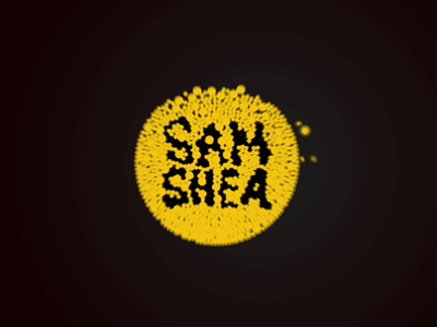 Sam Shea logo animation using Newton after effects animation black circle falling gif loop momentum movement newton physics yellow