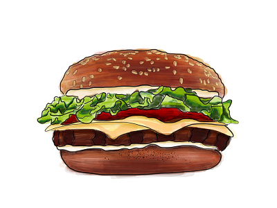 Sketched Cheeseburger burger cheeseburger drawing food hand drawn illustration sketch wacom