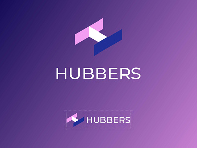 Hubbers logo branding flat design flat logo isometric logo logo design