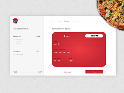 002 Credit Card Checkout challenge checkout credit card dailyui food pizza web