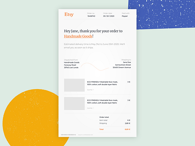 017 Email receipt challenge dailyui design email etsy figma handmade order receipt ui ux web web design