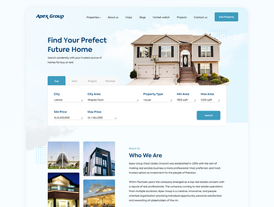 Apex Group Real Estate Landing Page Design adobe xd landing page design real estate landing page ui ui ux design web design website design