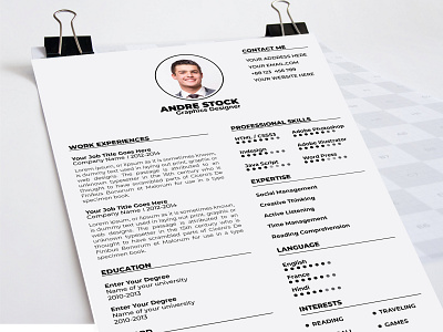 Simple Clean Resume Template 8.5x11 a4 size animated animation art behance best cv branding clean cv cv clean cv template dribbble dribbble best shot fhuadtonmoy fiverr resume cv template typhography