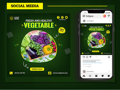 Vegetables social media promotion banner, instagram post design
