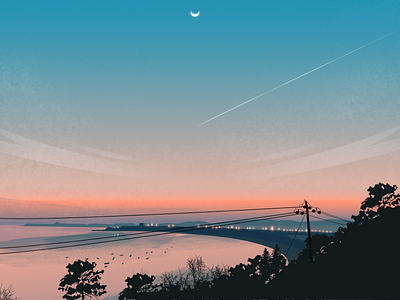 Sunset afterglow illustration