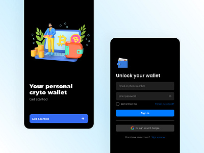 Login Screen For Crypto App app branding design freelance freelancer graphic design landing page technology ui ux