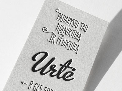 Business card for nail artist business card cotton paper letterpress
