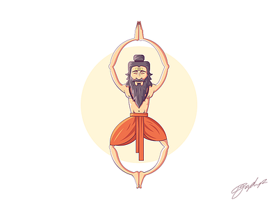Yoga Sadhu Illustration baba curve flat graphic design illustration illustrator india religious sadhu saint yoga yoga illustration