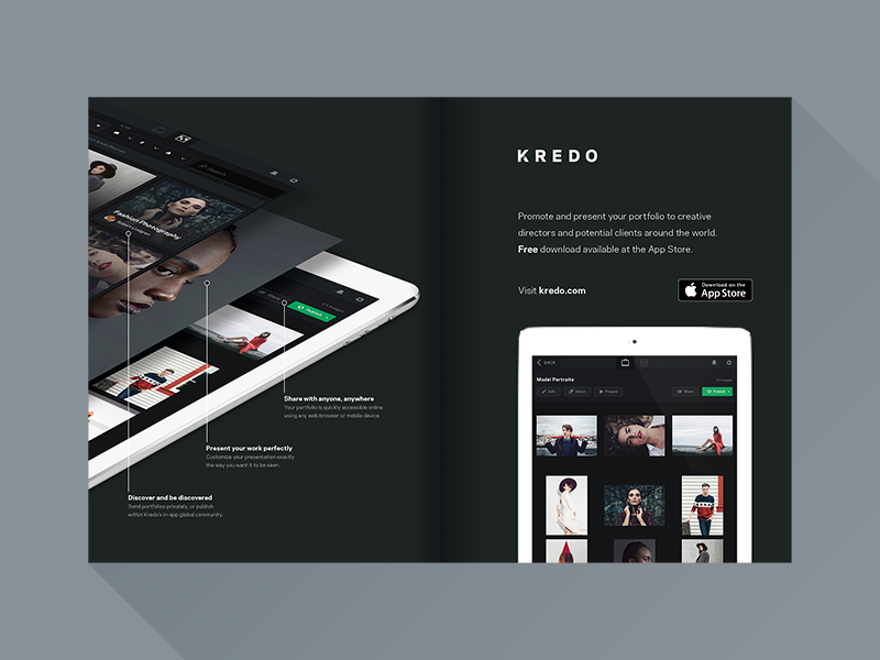 Kredo Magazine Ad ipad app portfolio present share discover ad marketing