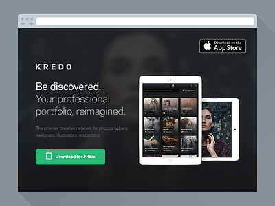 Kredo Website app discover ipad landing page marketing portfolio present share website