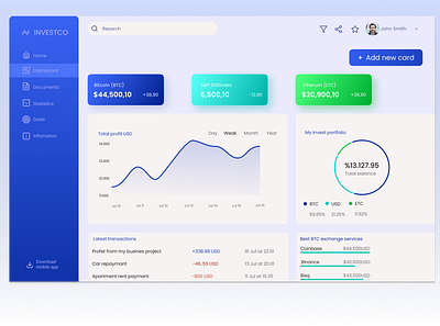 Dashboard design ui