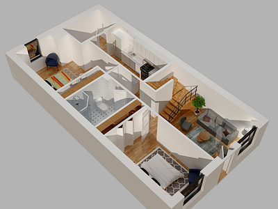 Apartment 3D Floor Plan By Akib Arch On Dribbble