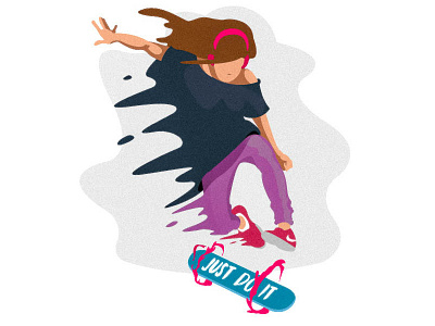 Kickflip illustration just do it nike skateboard skater skating vector vintage