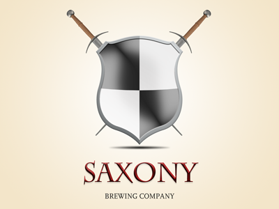 Saxony Brewing Logo badge beer brand brewing crest heraldry logo medieval shield swords