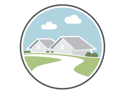 Animated Logo animated badge branding circular clouds creek design happy clouds hoa house illustration illustrator logo loop nature neighborhood roof round vector