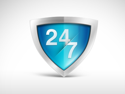24/7 Security Icon 247 blue icon security shield