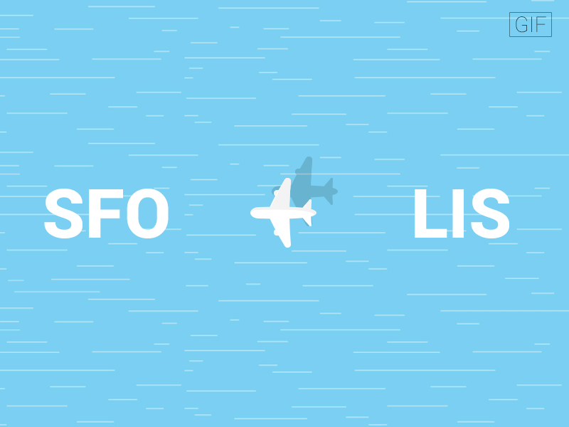 LIS ✈ SFO 44 studio america animation cloud flat gif ocean plane portugal