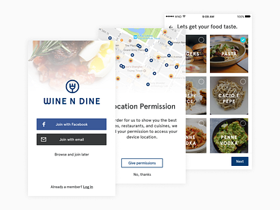 Wine N Dine - Onboarding android app daily design experience food interface ios location mobile onboarding project restaurant ui ux