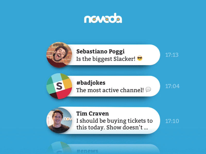 Novoda's Timeline dashboard diffuse emojis notification novoda shadow slack timeline